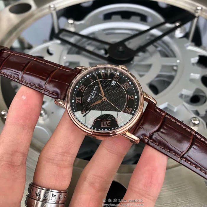 百達翡麗PATEK PHILPPE 大氣爆款 西鐵城機械機芯 真牛皮錶帶 精品男士腕表  wssb4952